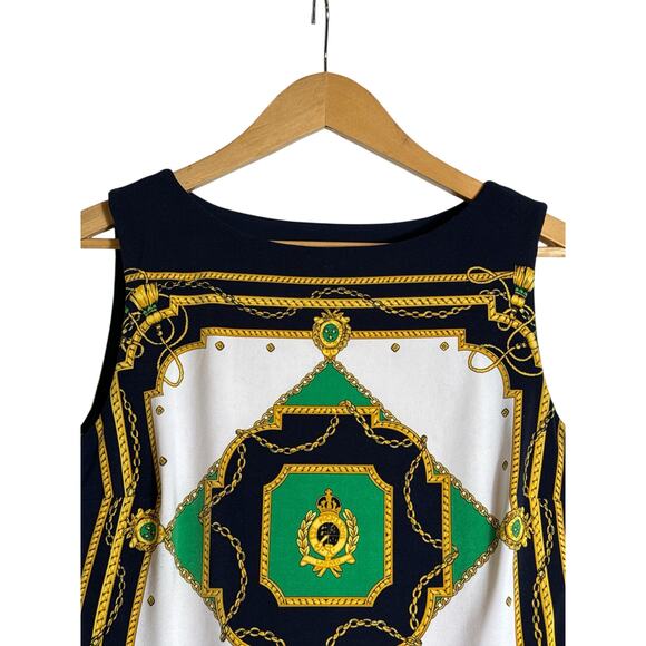 Lauren by Ralph Lauren Women's Baroque Equestrian Print Mini Dress Size 10 Multi - Picture 3 of 6